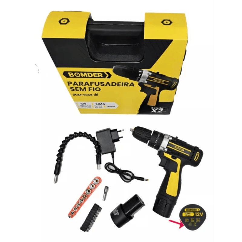 Parafusadeira Furadeira Bateria 12v Bivolt Frequência 60hz